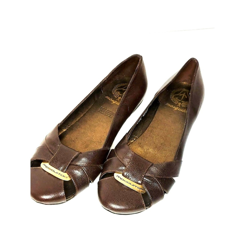 Mosquitos Mexican Leather Flat Dark Brown Closed Toe Sandals/ Shoes Size 9.5